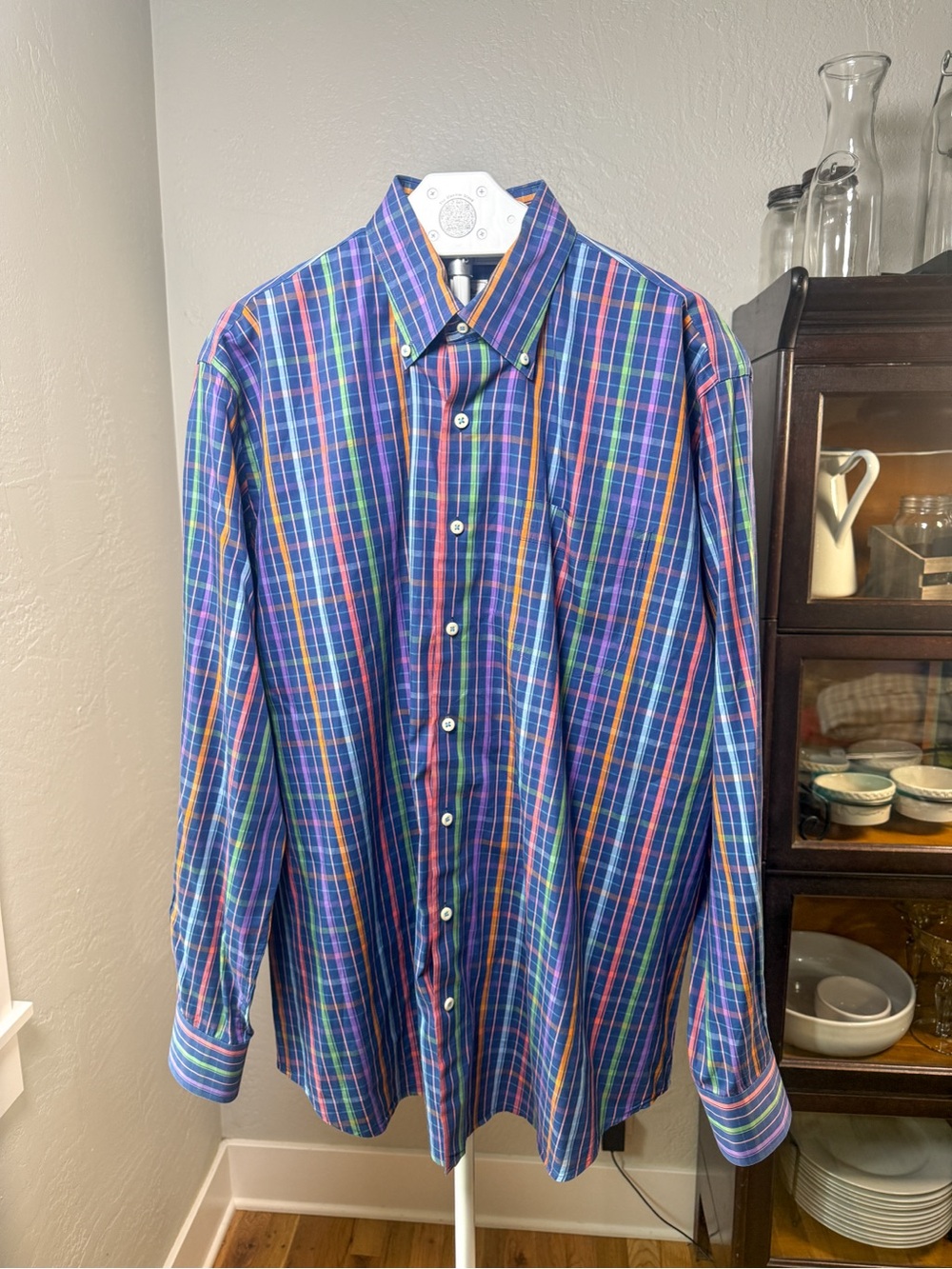 Peter Millar Weekender Finish Plaid Button Down Shirt 100% Cotton Size XL